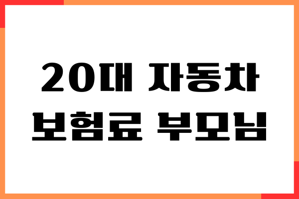 20대 자동차 보험료 부모님 명의로 가입, 보장내용, 보험료절약
