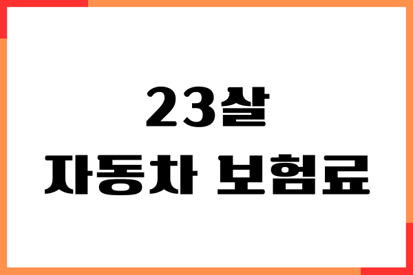 23살 자동차보험료 얼마일까 보장 내용, 단기보험, 절약꿀팁