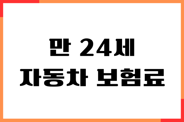 만 24세 자동차 보험료, 보험가입, 보장내용, 절약방법