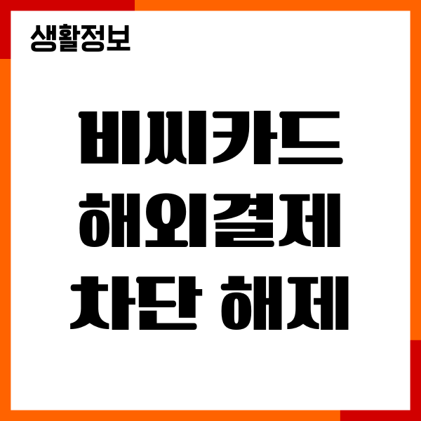 비씨카드 해외결제 차단 해제, 정지 방법 총정리