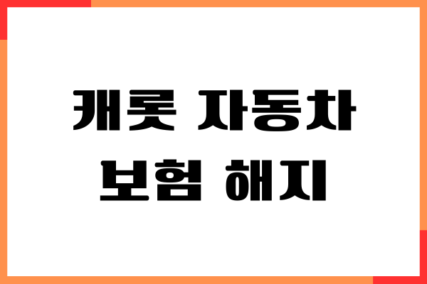 캐롯 자동차보험 해지 방법, 해지 이유, 환급 후기