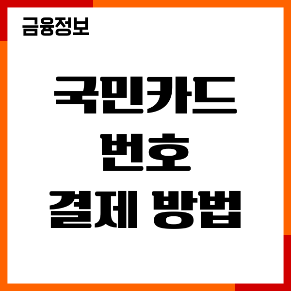 국민카드 번호 결제 방법, 앱 결제, 주의사항, 결제후기
