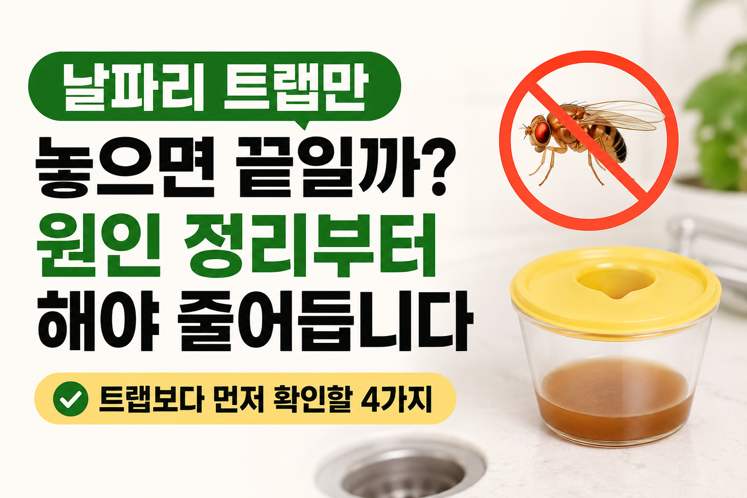 날파리 트랩만 믿으면 안 되는 이유, 원인부터 잡아야 줄어듭니다